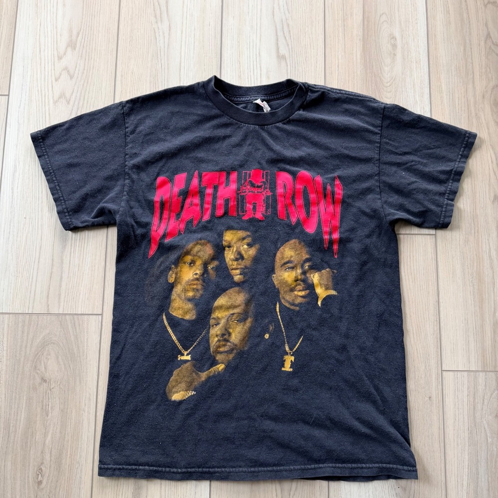 Death Row Records Graphic T-Shirt Mens Medium Black Snoop Dogg Dr Dre Rap Tee